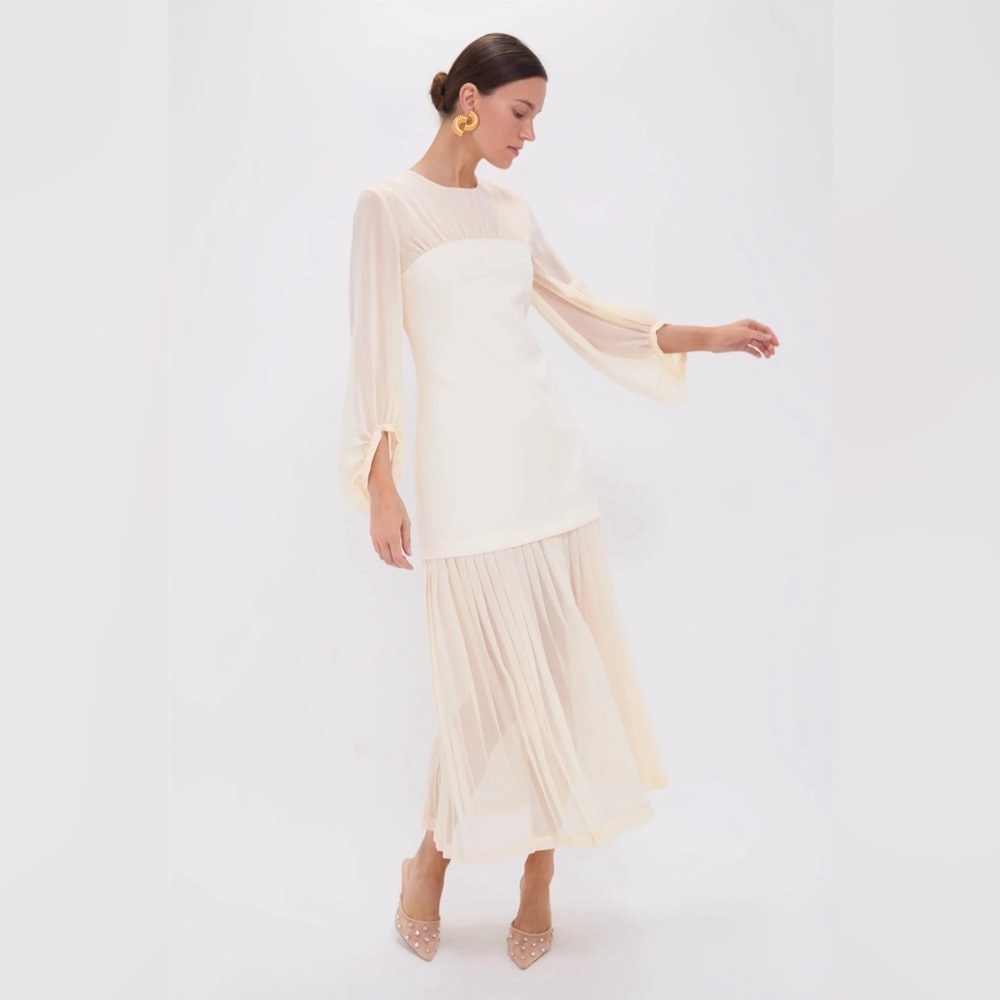 Tuckernuck ivory pleated Lorraine dress